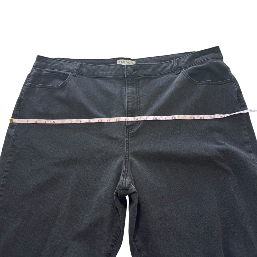 ELOQUII Washed Black Straight Jeans Stretch‎ Distressed Busted Knee Plus Size 24 - Picture 13 of 15
